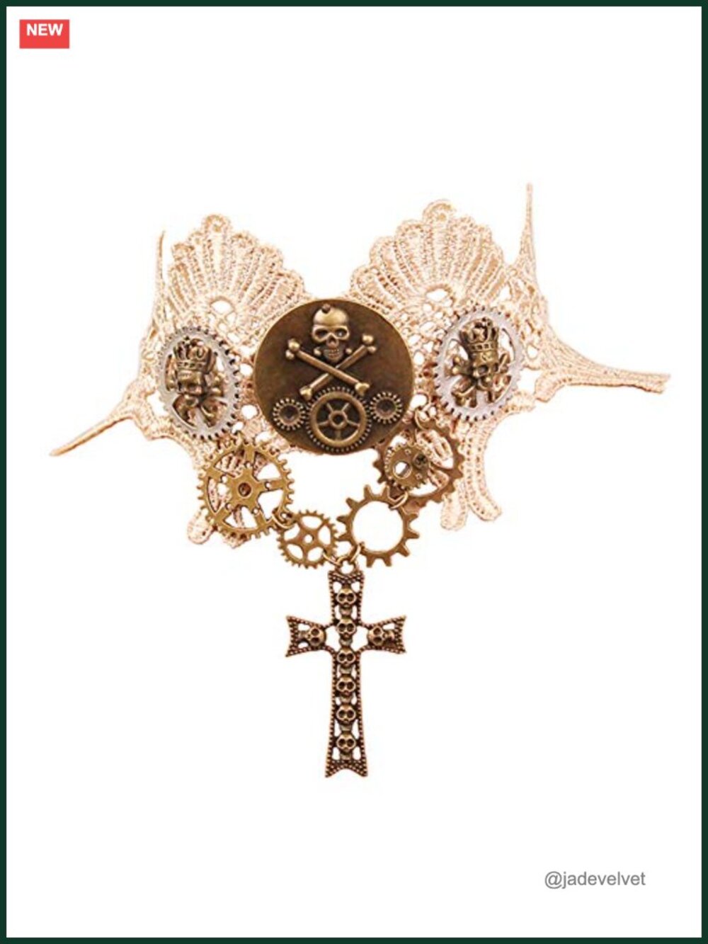 Lace Steampunk Choker Necklace Retro Gear Clock Cog Gothic Pendant Adjustable